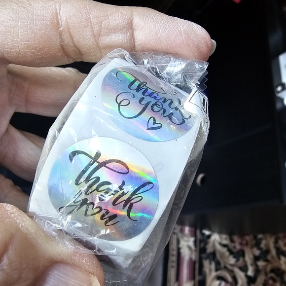 500 per Roll Stickers 1 Inch Thank You Stickers Labels Shiny Silver - Picture 2 of 3